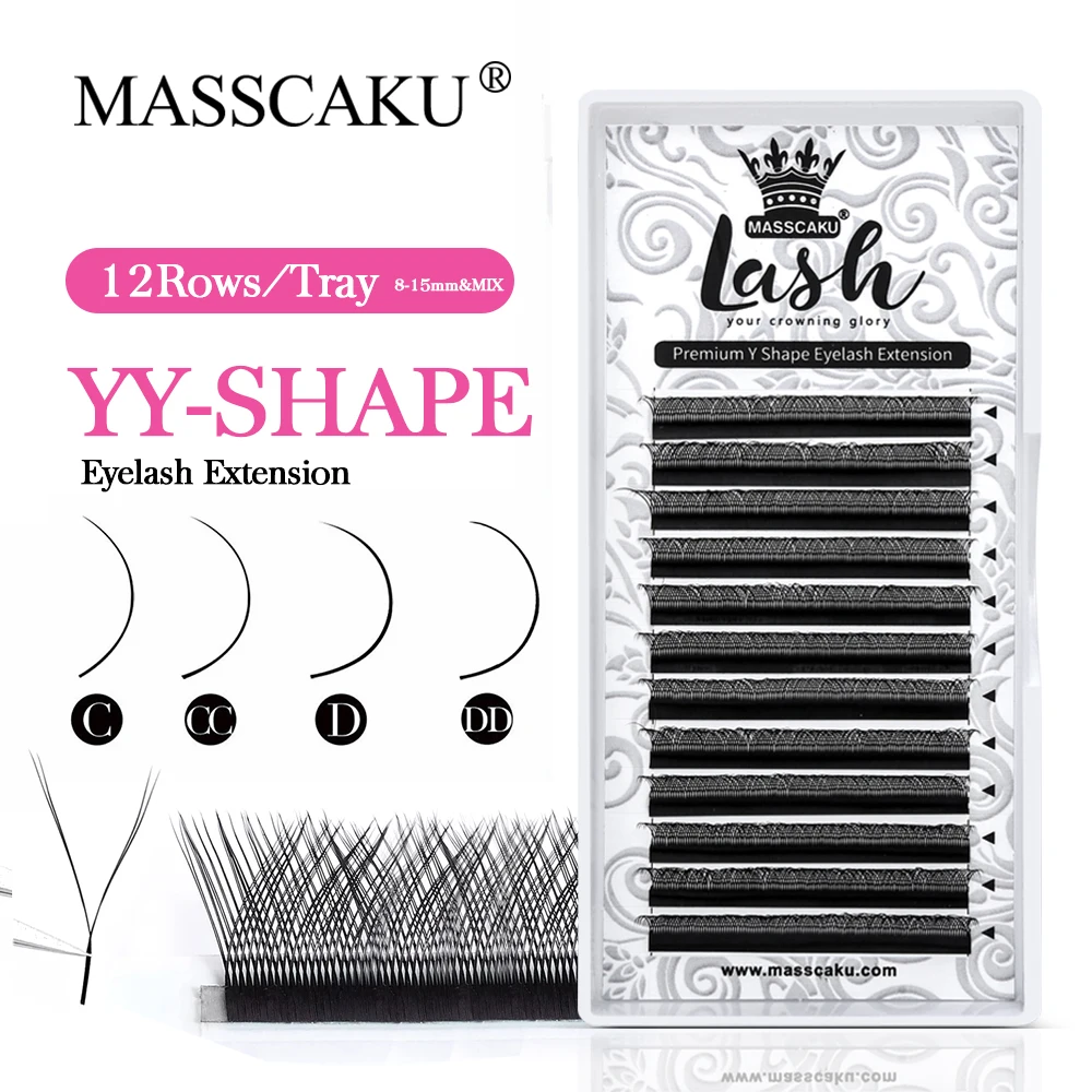 

YUANZHIJIE YY Eyelashes Extension C D Curl 0.05 0.07mm Volume Extension Easy Fans Y Shaped Premade Soft Matte Black Eyelashes