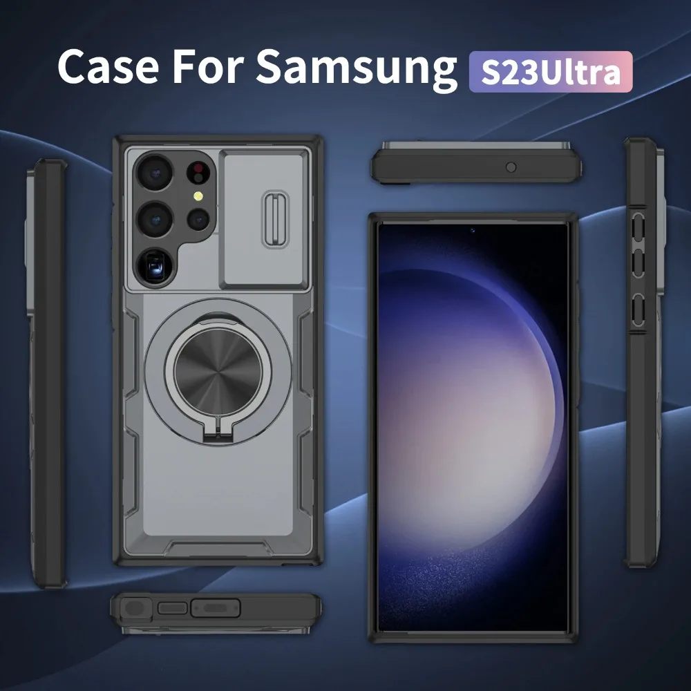 Armor Magnetic Bracket Case with Slide Camera Protection - Shockproof Cover