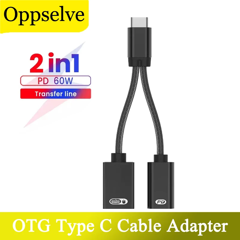 

USB C OTG Cable Phone Adapter 2 In 1 USB 2.0 Female To Type C Male PD Fast Charging Data Converter For Samsung Huawei P50 Xiaomi