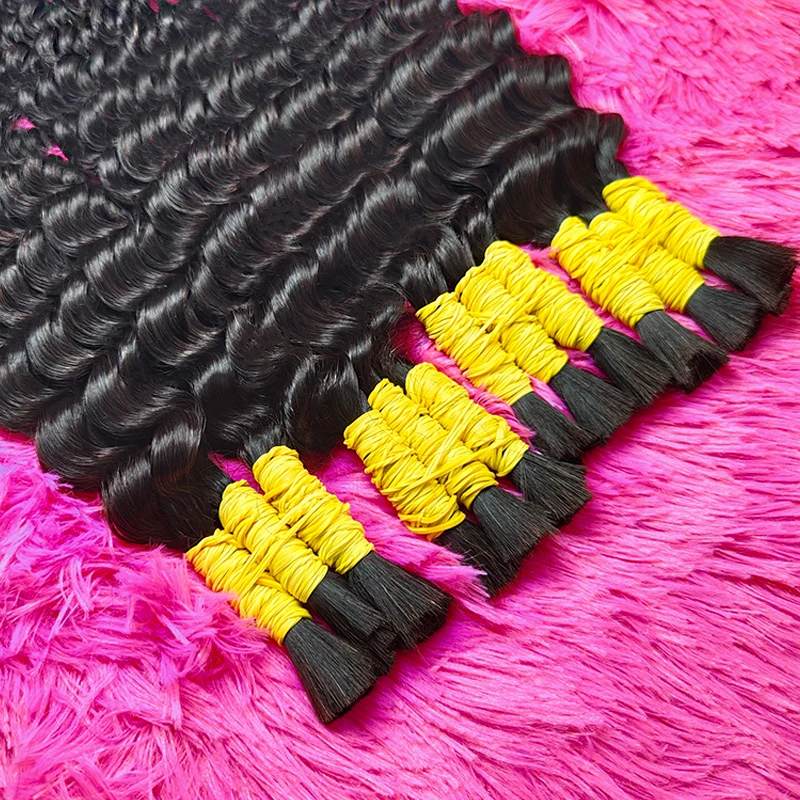 Raw Deep Water Wave No Weft Virgin Bulk Human Hair For Braiding 100% Unprocessed Human Hair Bulk Extensions Brazilian Remy Hair images - 6