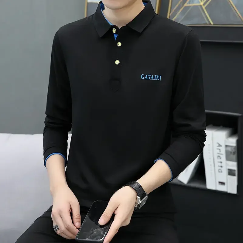 Camiseta polo negra blanca para hombre, camiseta formal de negocios, original Y2k, ropa de lujo coreana normal de alta calidad para hombre