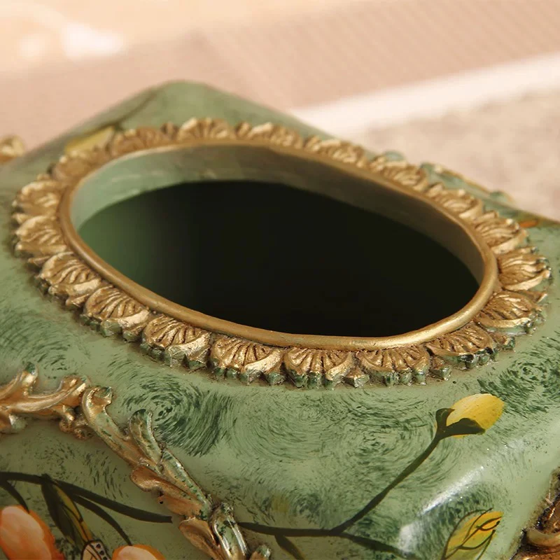 Creative Resin Tissue Box European Light Luxury Home Living Room Bedroom Dining Table Cute Fashionable Paper Storage Box 1Pc