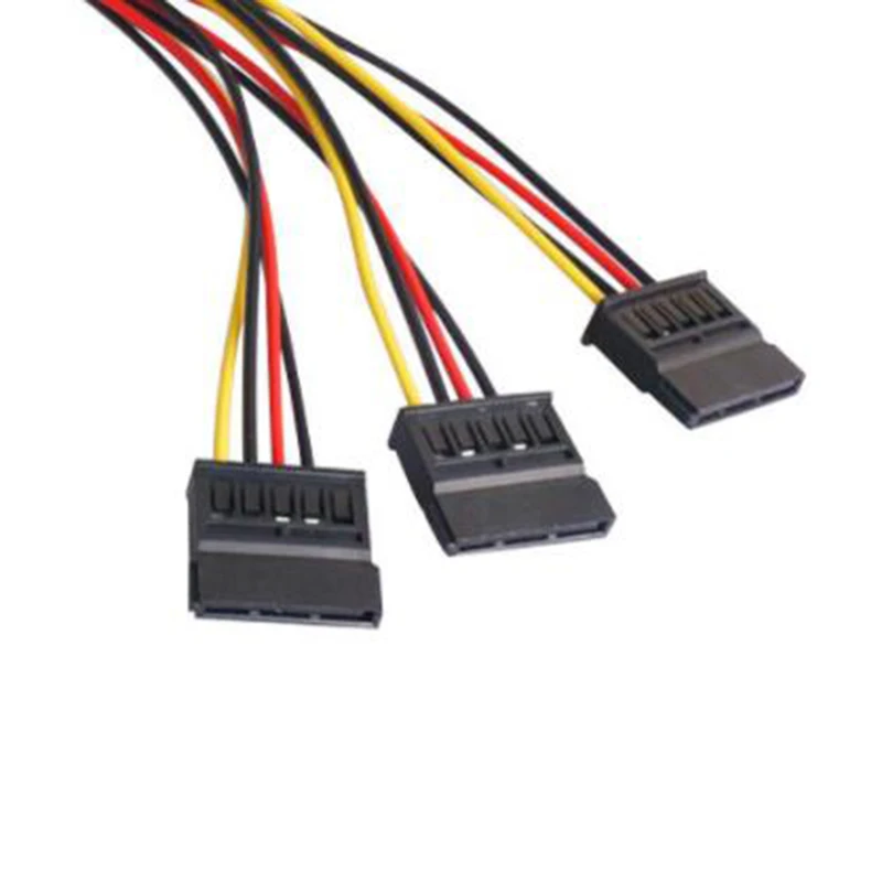 SATA Adapter Cable IDE 4Pin Male To 3 Port SATA Female Splitter Hard Drive Power Supply Cable SATA Cable 20cm W1