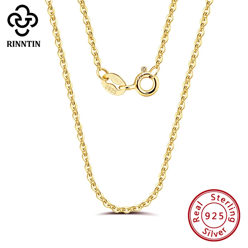 Cadena De Eslabones De Plata De Ley 925 Chapada En Oro Amarillo De 14 Quilates. Todas Las Tallas. - México