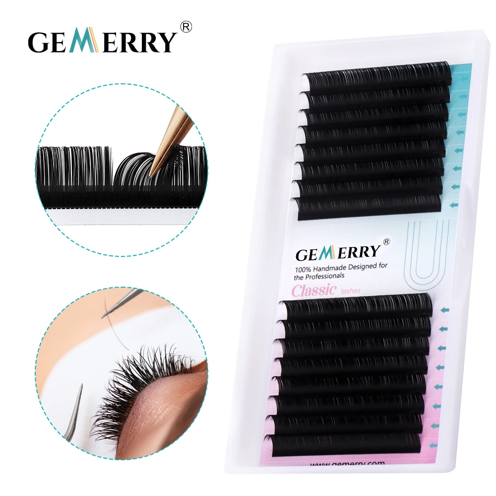 Gemerry 16 lines Classic Individual Eyelash Extensions for Professional Lash Building C/CC/D/DD Faux Mink Hand Made Fake Lashes eyelash extensions fake eyelashes eyelash extension eyelash extension lashes false eyelashes