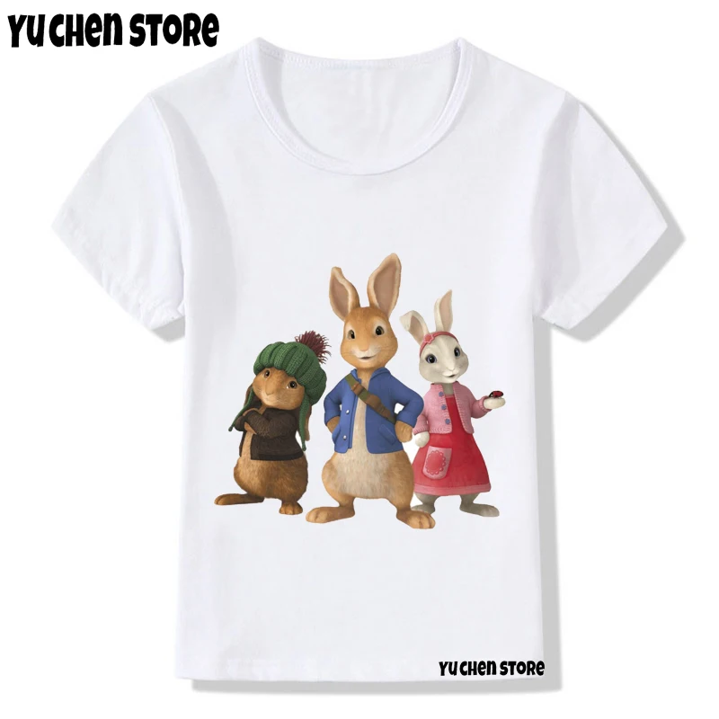 Peter Kawaii Kids T-Shirts Rabbit Printed Funny Movie Animal Kids Clothes Girls T-Shirt Harajuku Streetwear Summer Casual Tops cool shirts T-Shirts