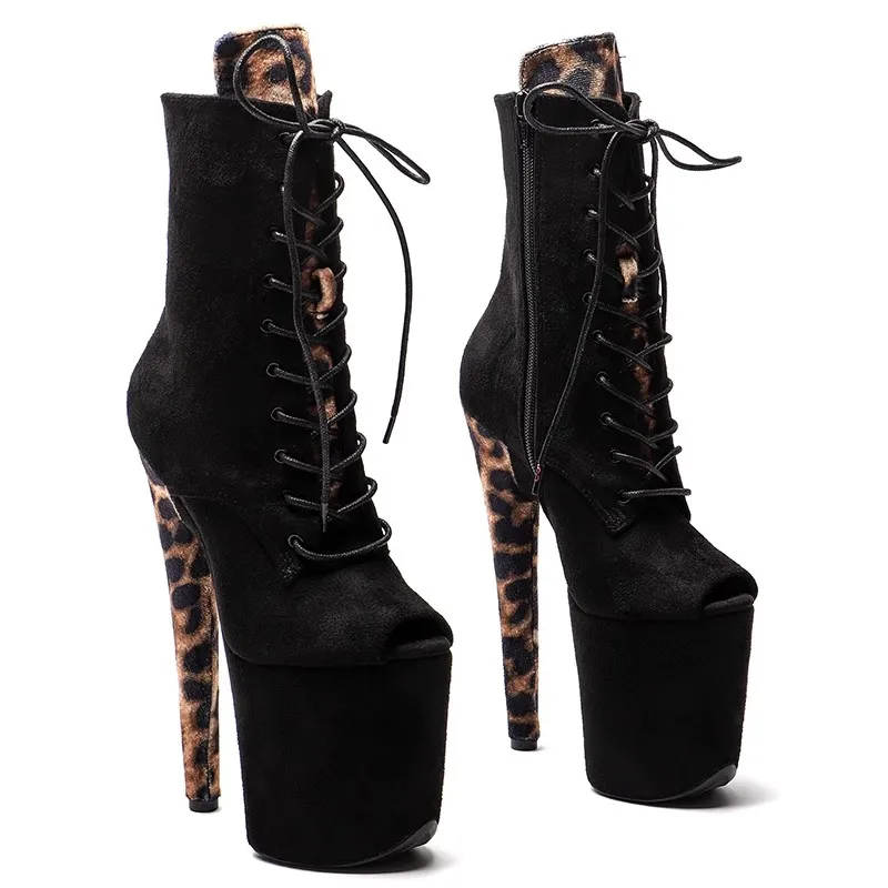 

Новая Привлекательная модель со шнуровкой, Женская замшевая обувь на высоком каблуке 20 см/8 дюймов, ботинки для танцев на шесте, 640
