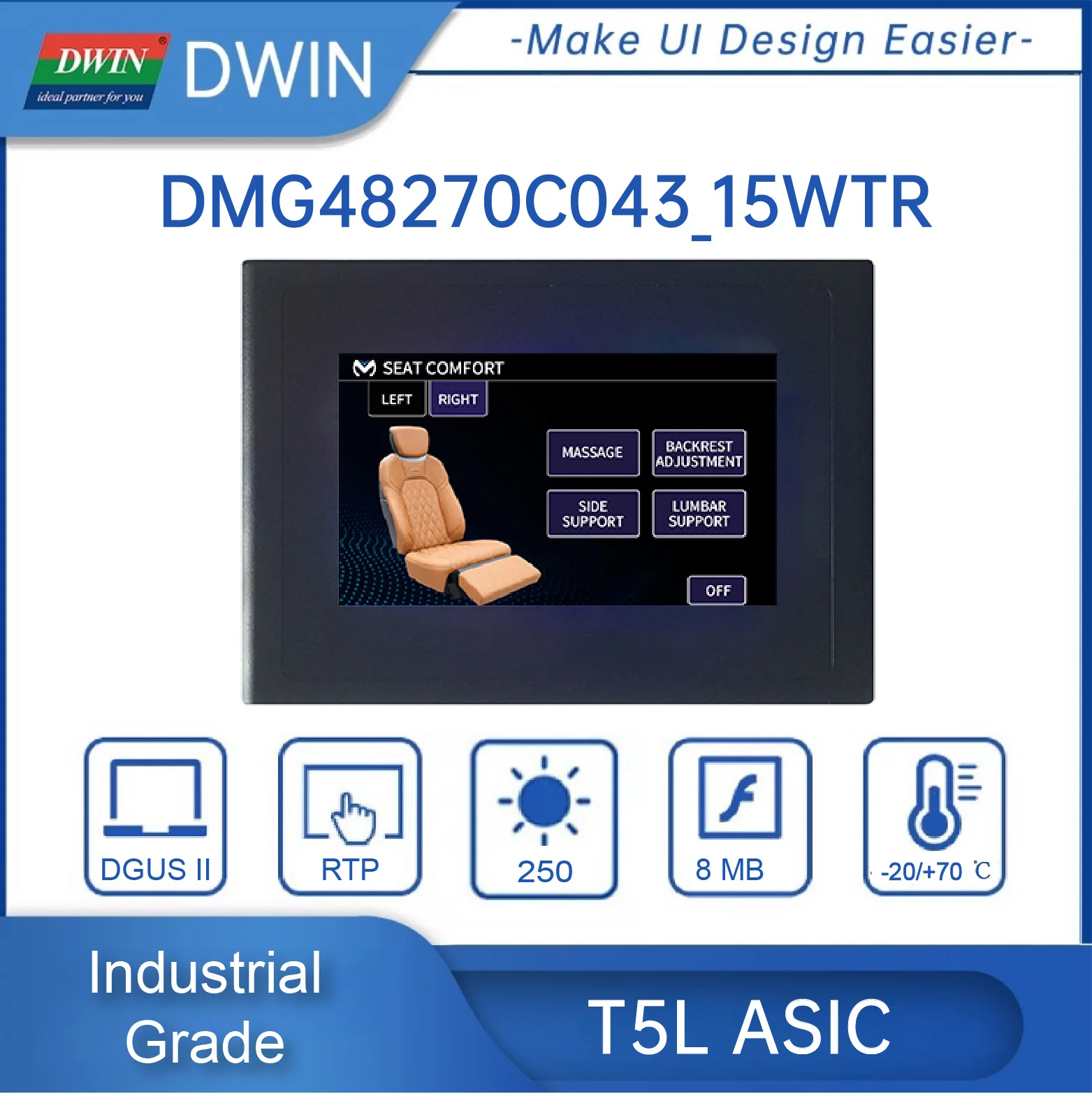 Dwin 4.3 Pollici Lcm Tft Lcd 480*272 Display Hmi Di Grado Commerciale 262K Colori Interfaccia Rgb Tv-Tn-Tft-Lcd Touch Screen Resistivo