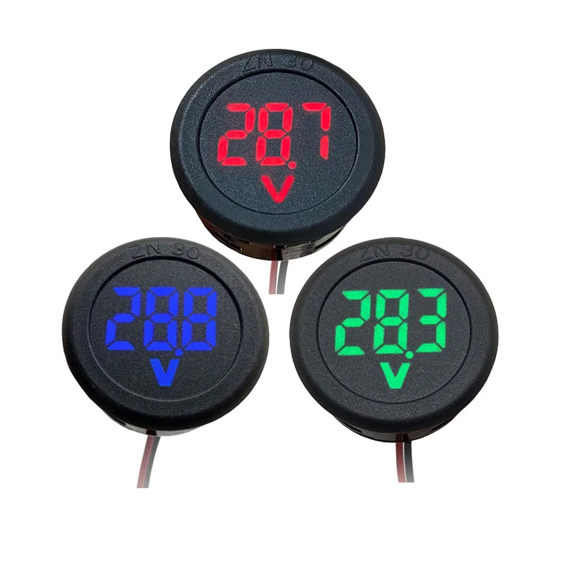 Dc 4-100V Led Display Digitale Rotondo Voltmetro A Due Fili Dc Digital Car Voltage Misuratore Di Corrente Volt Detector Tester Monitor Pannello