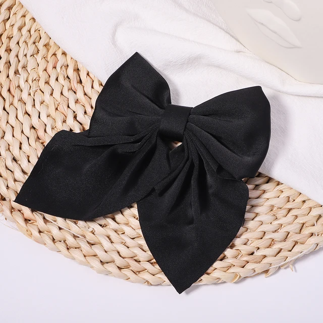 New Sweet Bow Hairpins Solid Color Bowknot Hair Clips For Girls Satin Butterfly Barrettes Duckbill Clip Kids Hair Accessories 20