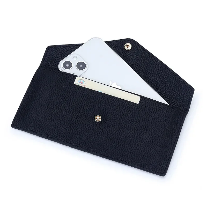 Women Ultrathin Wallets Genuine Leather Coin Purse Envelope Snap Bank Card Holder Cards Organizer Case Wallet Womens Long Wallet