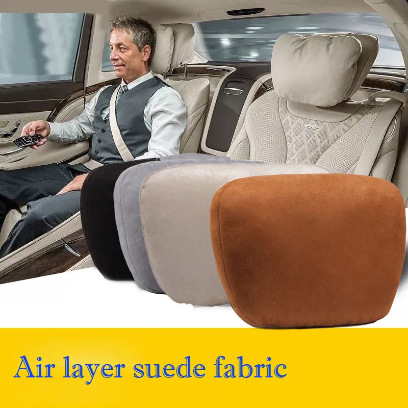 High Grade Suede Car Seat Headrest Maybach Design S Class Car Neck Seat Comfortable Soft Cushion Breathable Covers Interior