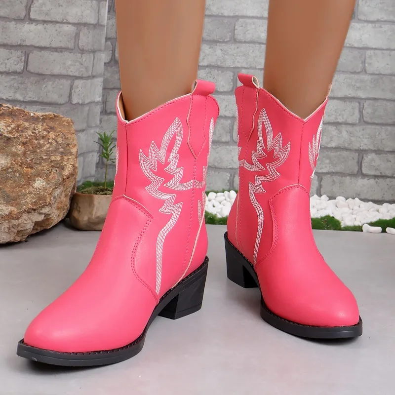 2023 Winter Shoes for Female Slip-on Women's Ankle Boots Square Heel Low Heel Casual Women's Shoes Plus Size Light Ladies Boots