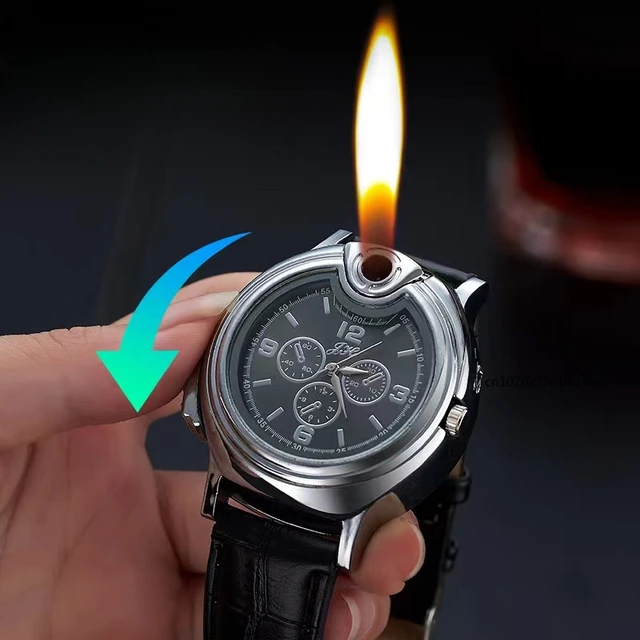 Electronic Lighter Creative Sports Watch Gas Lighter Metal Multi-functional Personalized Open Flame Lighter Smoking Accessories - Image 2