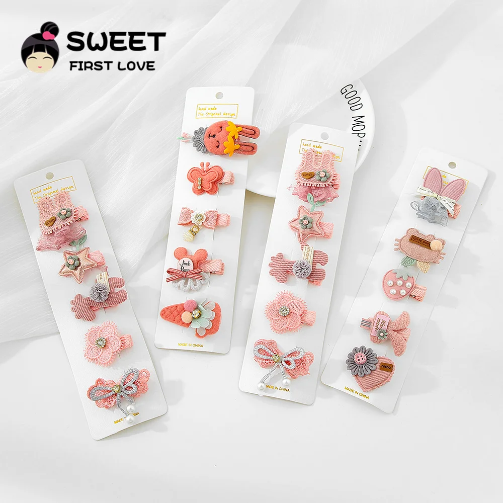 5Pcs/Set Animal Cotton Hair Clips for Children Girls