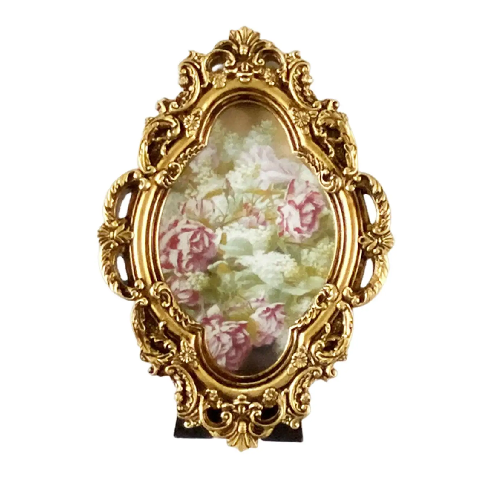 Resin Photo Frame Antique Style Tabletop Wall Hanging Elegant Embossed Picture Frame for Living Room Home Decoration