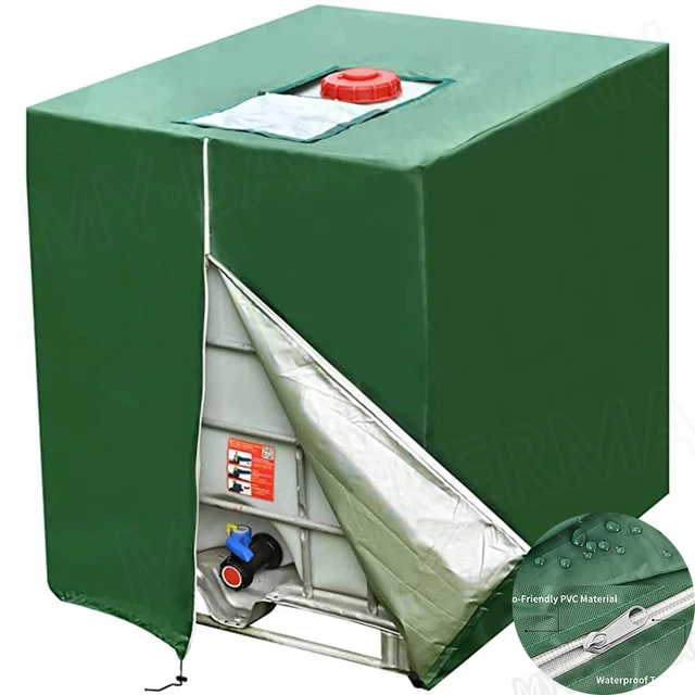 210D 1000 Liter Ibc Konténer Alumínium Fólia Vízálló Por Burkolat Eső Tartály Oxford Szövet Uv -Ellenálló Cipzáras - Image 2