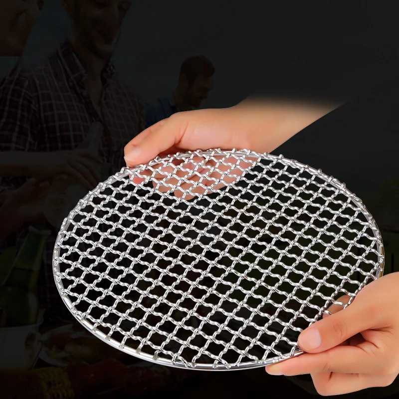 한국 스타일 스테인레스 스틸 바베큐 그물 원형 야외 미니 바베큐, 큰 바베큐 두꺼운 베이컨 커튼 바베큐 그물 커튼