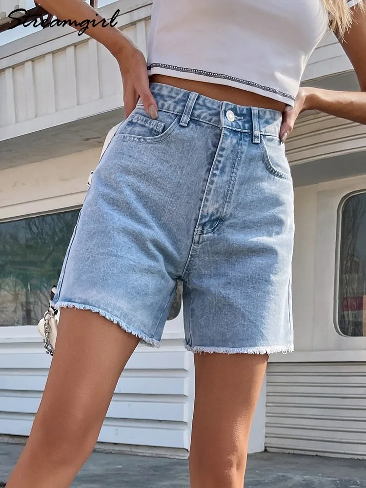 Streamgirl Blue Women's Denim Shorts Summer High Waist Casual Chic Loose  Jean Shorts For Women Summer 2023 Denim Short Femme