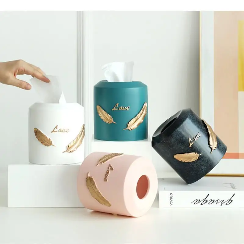 

Resin Paper Towel Tube Feather Tree Paper Towel Holder Desktop Decoration Tissue Box Napkin Storage Box Paper Roll Holder Crafts
