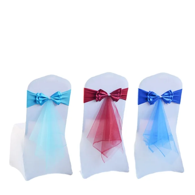 10pcs Wedding Chair Bow Sashes Decoration Stretch Chair Sashes Knot Ties For Wedding Party Hotel Banquet Chairs Decor European