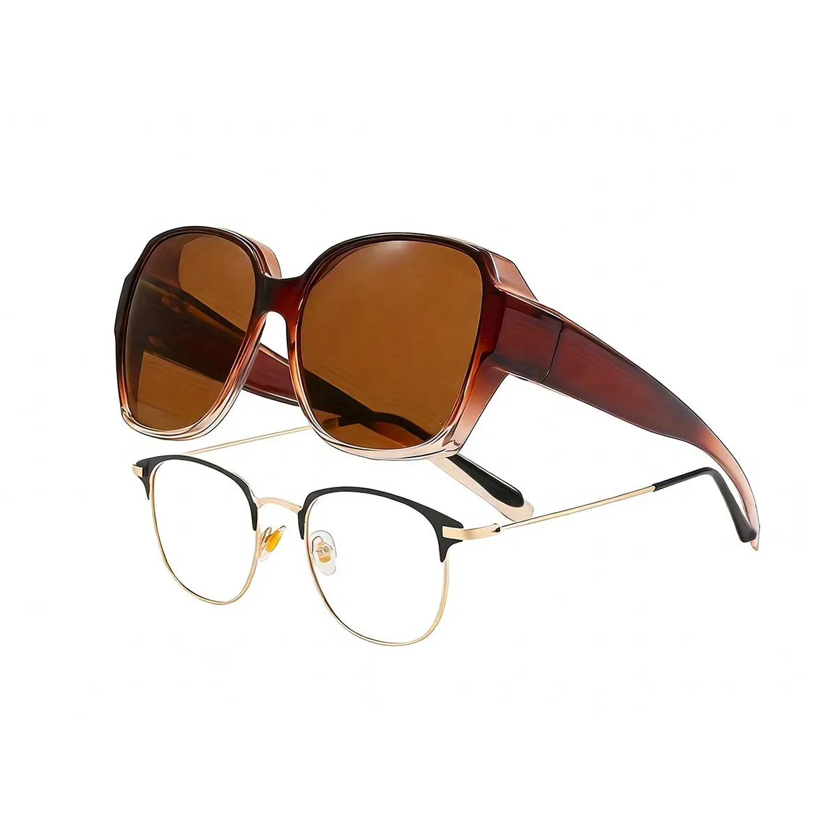 Set of 2 Stylish Square Clip-On Sunglasses with UV400 Protection