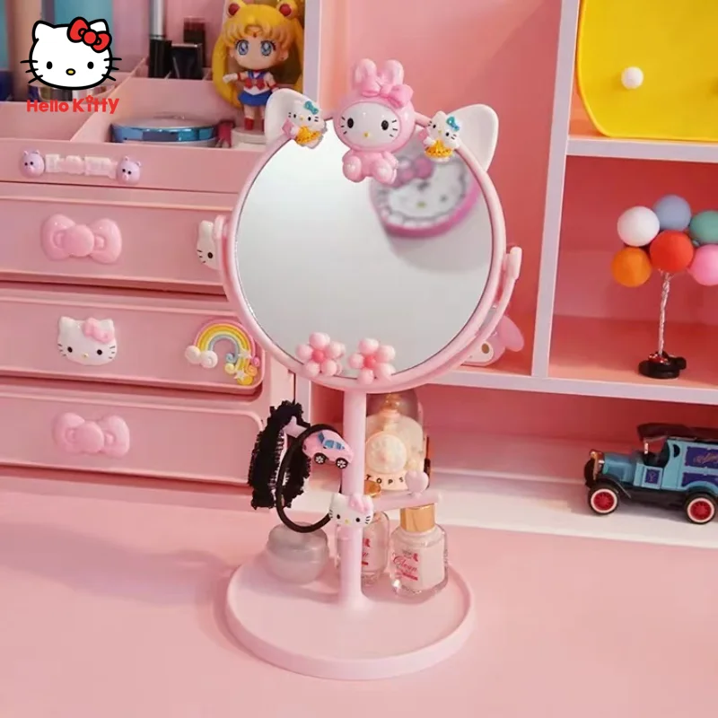 Kawaii Hello Kitty Portable Cartoon Folding Mirror Desk Mirror Round