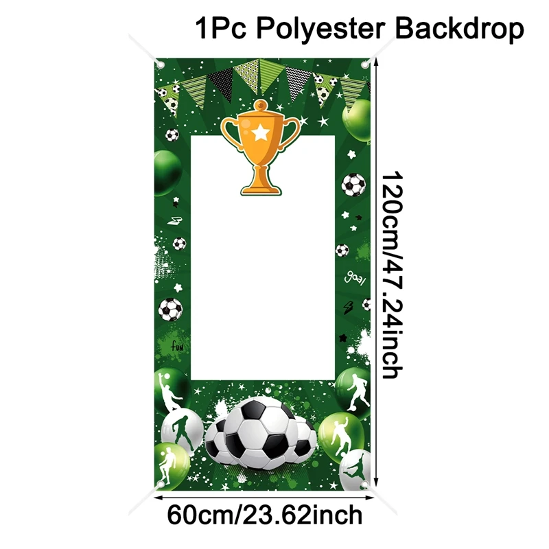 Soccer-Themed Birthday Party Backdrop and Photo Booth Props