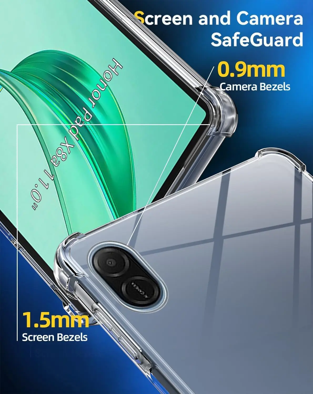 Transparent Soft TPU Silicone Tablet Cover with Reinforced Corners for 11-Inch Tablets