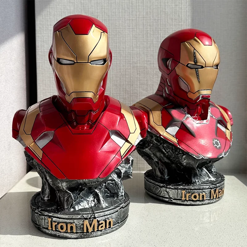 

1:1 Marvel The Avengers Iron Man Bust Figure Anime Black Panther Bust Living Room Ornament Large Resin Collection Figurine Doll