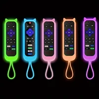 Glow in the dark cute cat's ears shaped silicone universal remote control cover with  for TCL Hisense Roku TV remote control