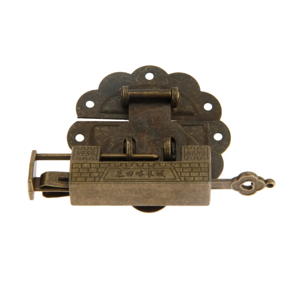 SERRATURA VINTAGE OTTONE Lucchetto Con Chiave Rich Patina da Collezione