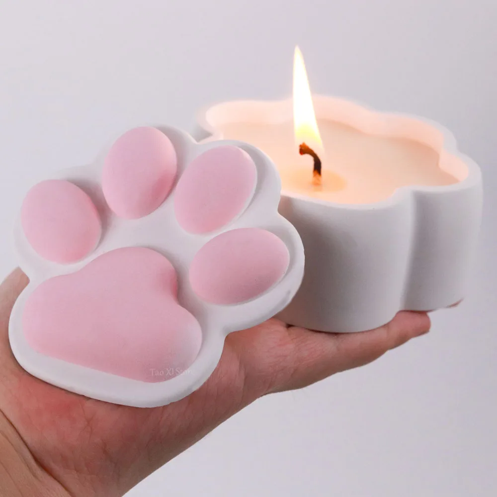 Silicone mold Cat Claw Storage Box Silicone Mold DIY Lid Candle Jar Crafts Making Plaster Concrete Resin Ashtray Casting Molds Home Decor