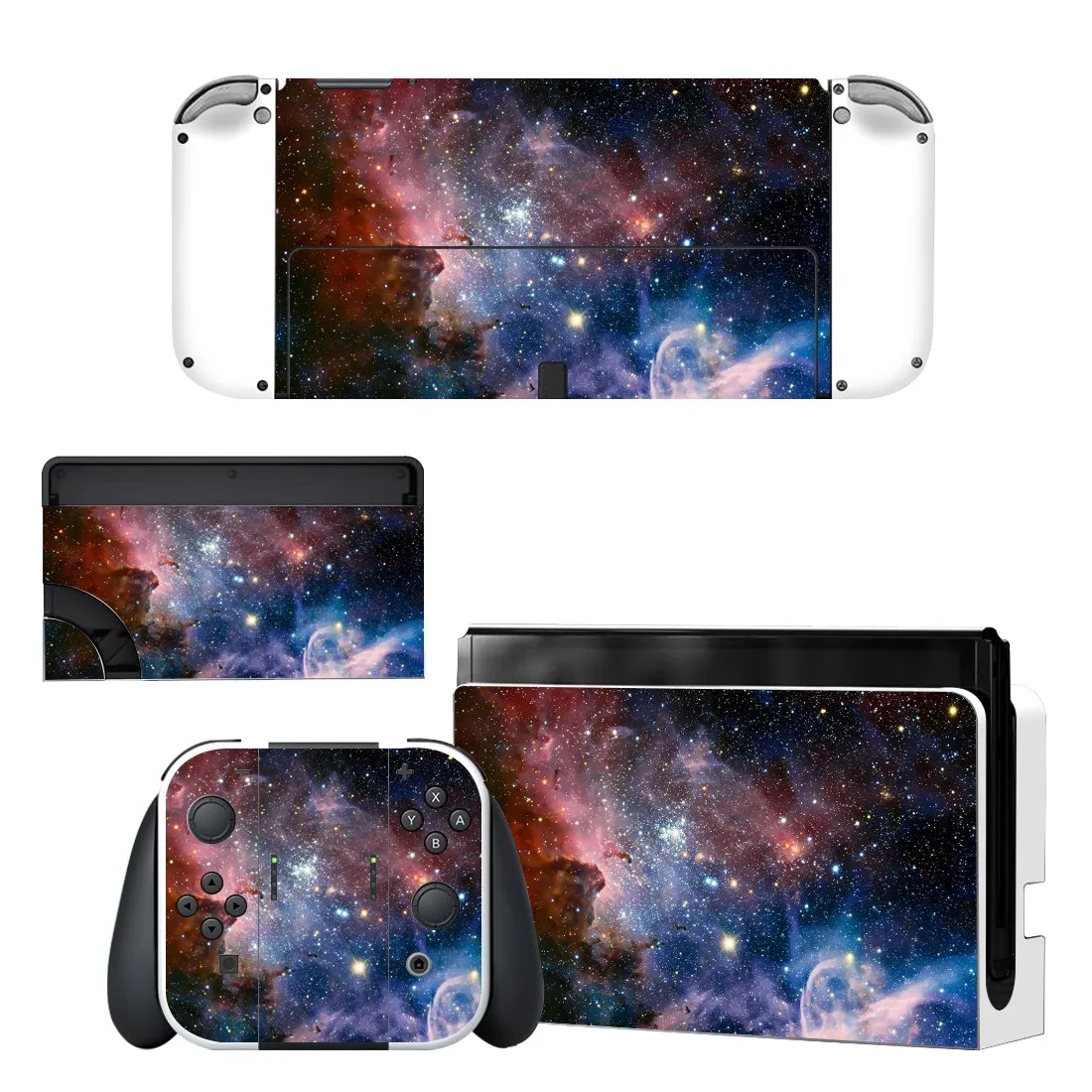 Full Body Protective Cover Skin Art Decals Compatible Nintendo Switch Oled Game Console Controller Decor 1set Starry Sticker 