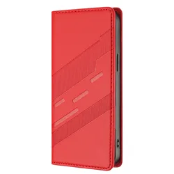 Luxury Magnetic Leather Flip Cover Case for Realme - Elegant and Durable Protection (Red)