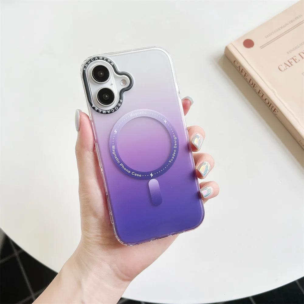 Pour iPhone 16 Pro Max Gradient Aurora Slim Matte Magnetic Case Pour iPhone 11 12 13 14 15 16 Pro Max Plus Mini Housse Antichoc_voghion.com