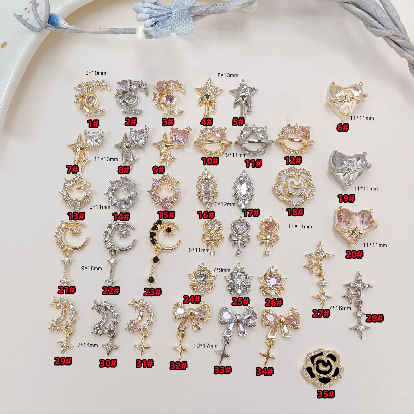 50pcs 2023 Design Nail Accessories Made of All Zircon Material Nail Accessories Pendant Large