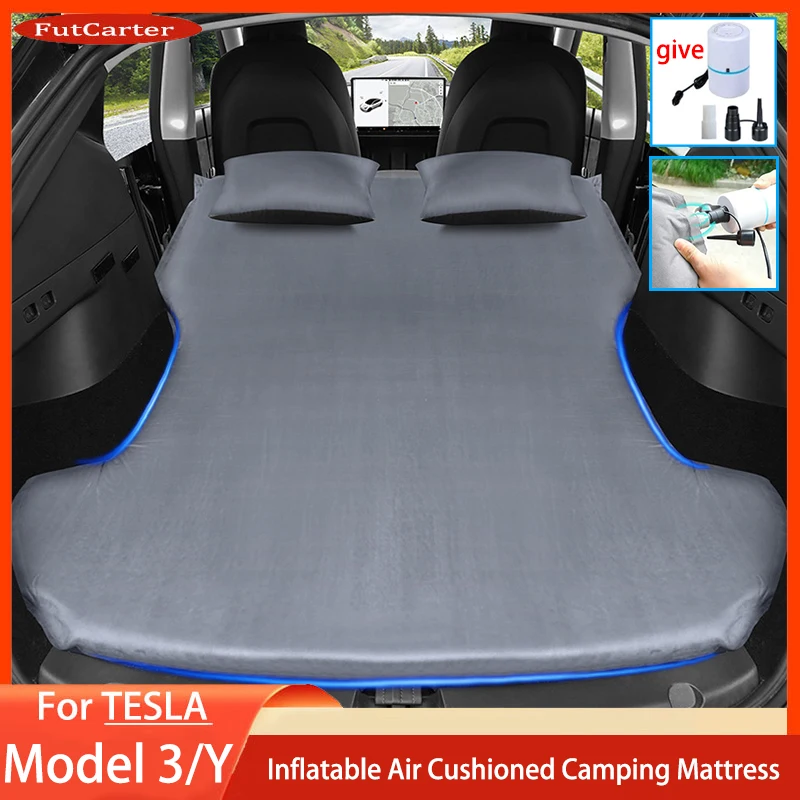 Inflatable Air Mattress Outdoor Camping Inflatable Special Suede Fabric Car Travel Bed For Tesla Model 3/Y FutCarter