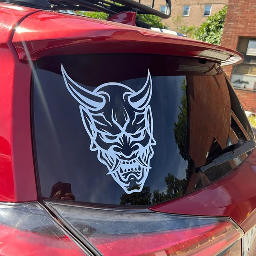 JDM Oni Mask Vinyl Decal Japanese Text Banner Exhaust Ninja Street Racing Turbo Funny Drift Car Sticker Auto Exterior Decor