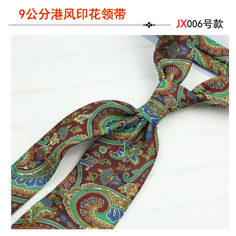 9cm Width Casual Winter Neckties Paisley Printed Neck Ties For Men Adult New Design Red Flower Silky Tie Wedding Daily Wear Gift