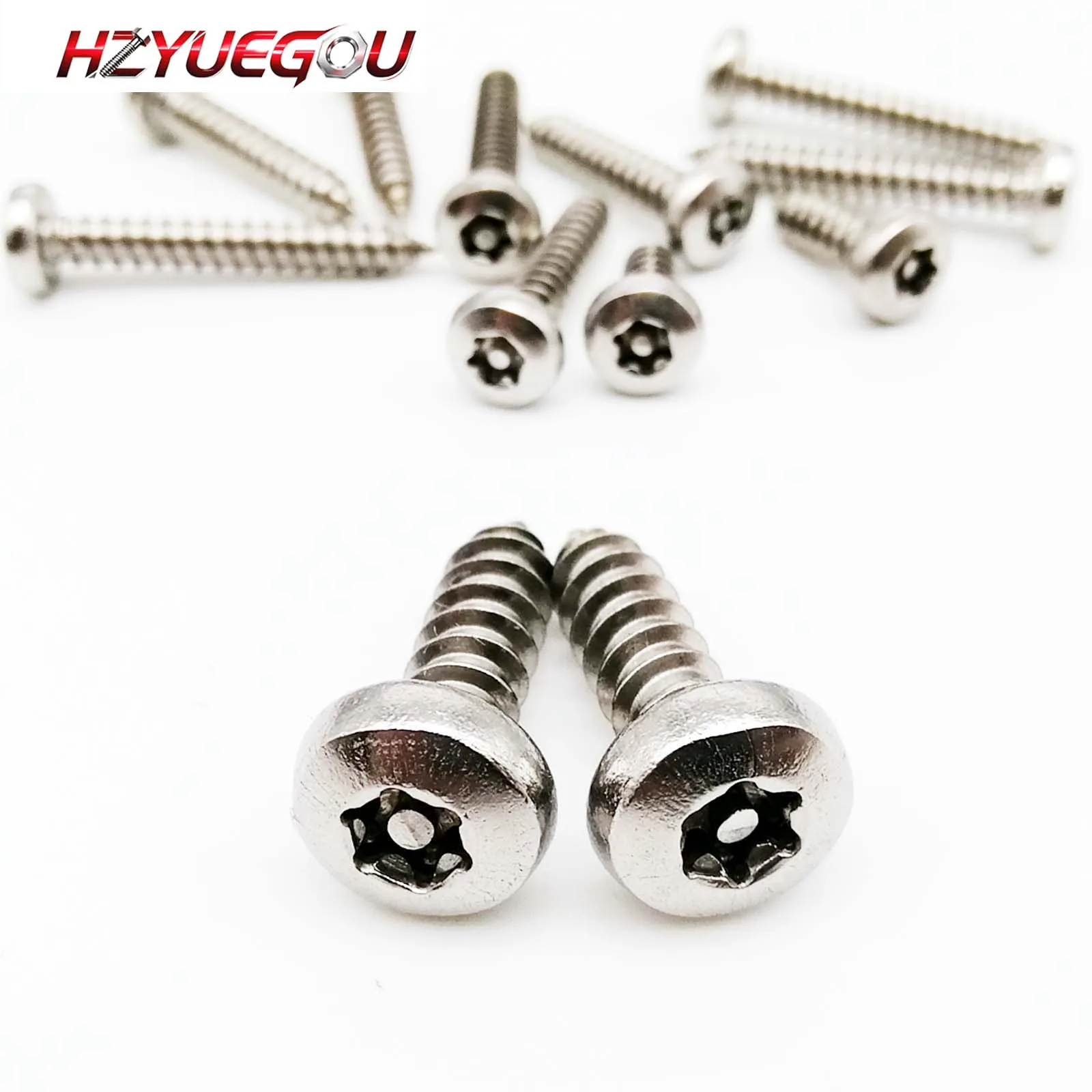 HZYUEGOU 20X M2.9 M3.5 M3.9 M4.2 M4.8 304 Edelstahl Sechsrund-Torx-Schraube mit Sicherheitsstift Selbstschneidende Holzschraube