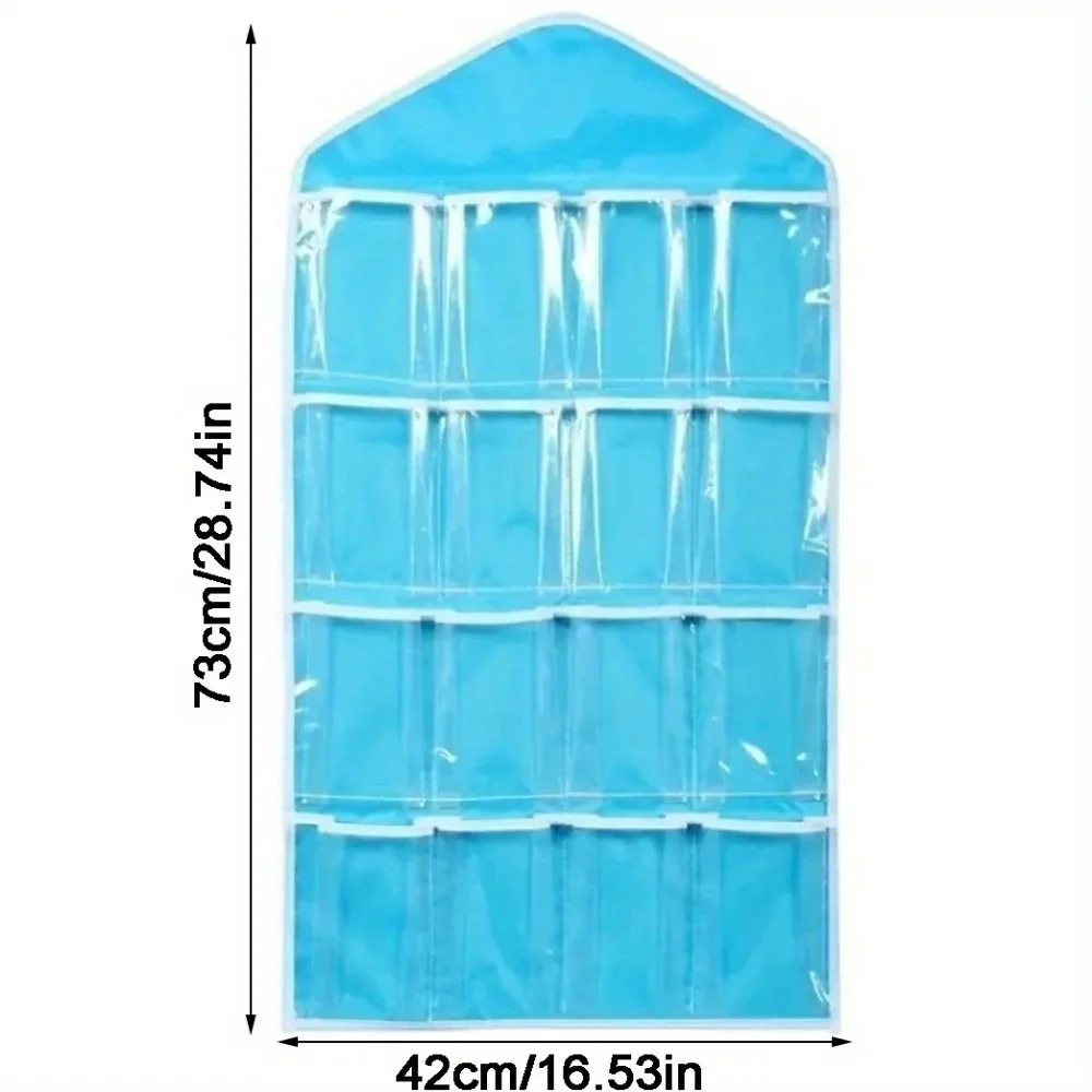 16 Grid Transparent Visible Storage Bag, Clothing Classification Storage Bag Hanging Bag, Hanging Storage Sorting Storage Bag
