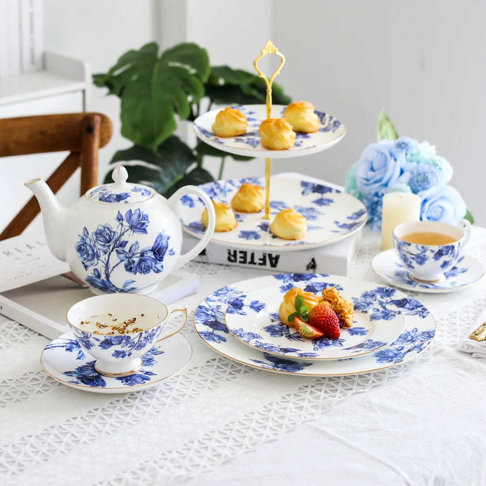 

Bone China Coffee Cup English Afternoon Tea Cup Set Tea Pot Double Layer Fruit Plate Western Food Steak Plate Ceramic Gifts