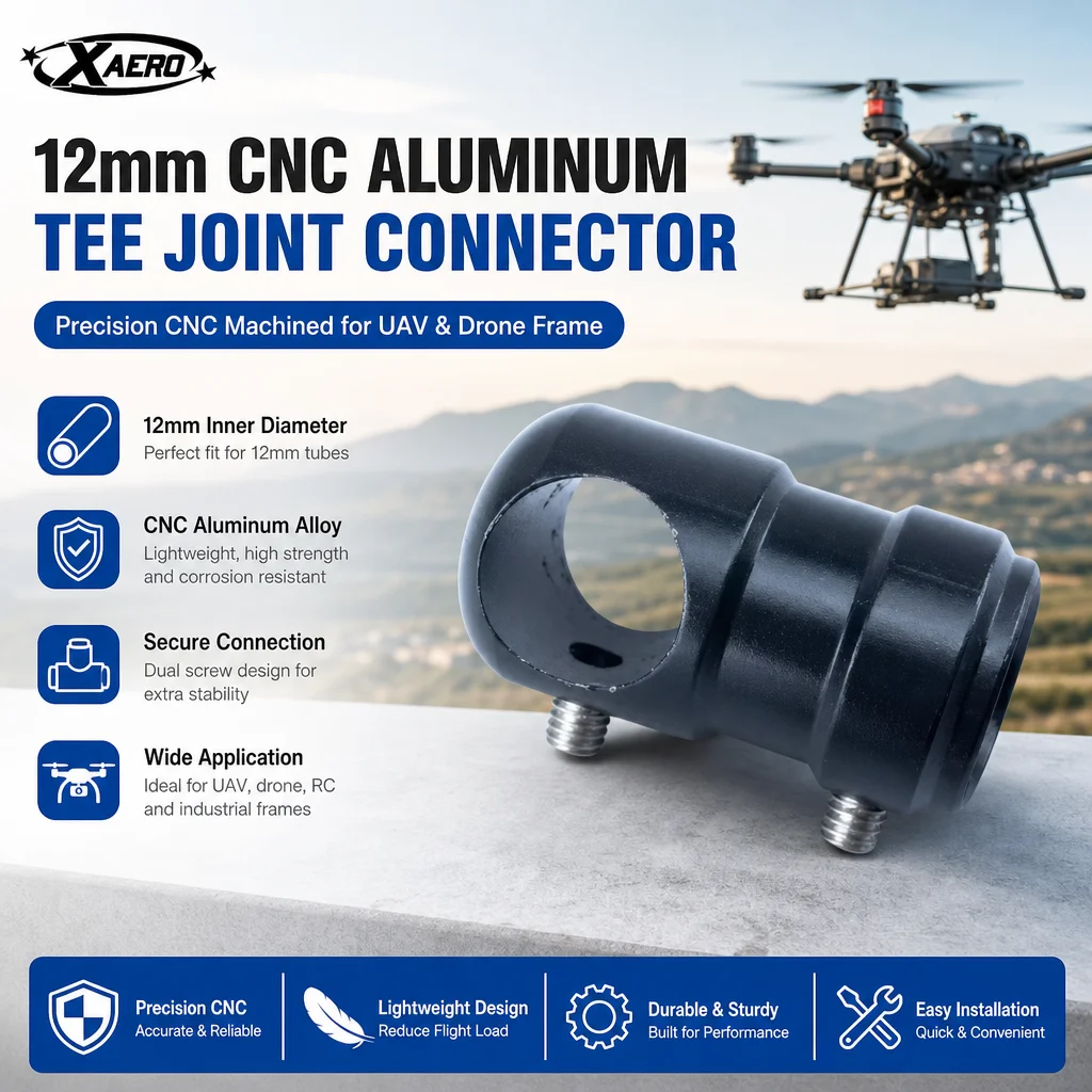 XAERO DIY 12mm CNC Aluminium T-Stück Verbinder für UAV Drohnen Rohrleitungen