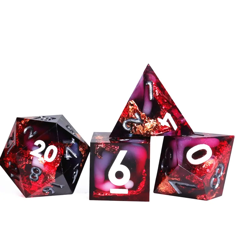 Mini Polyhedral Resin Dice Set Sharp Edges D&D Dice Handmade DND