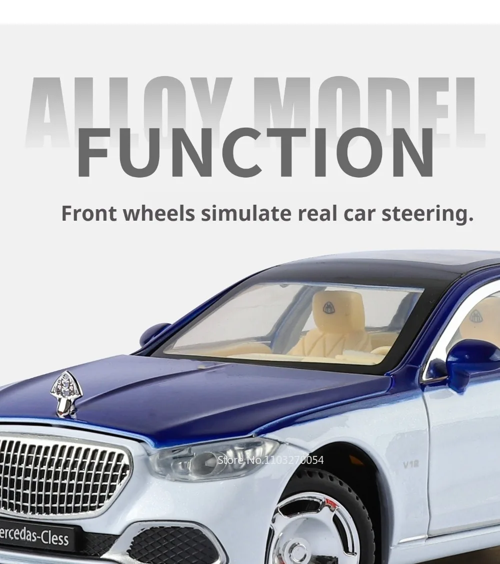 1:24 Alpha S680 Miniaturmodell Spielzeug Druckguss Legierung Auto mit Sound und Licht Rückziehfunktion Automatische Tür Vorderradlenkung Kinder Sammlerstück – Detail 27