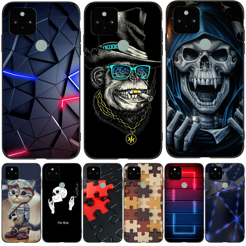 Per Google Pixel 5 Custodia Per Google Pixel 5A 5G Custodia Su Pixel 5 Xl 5G 4G Custodia Pixel5 A 5Xl Custodia In Tpu Nero Modello Astratto