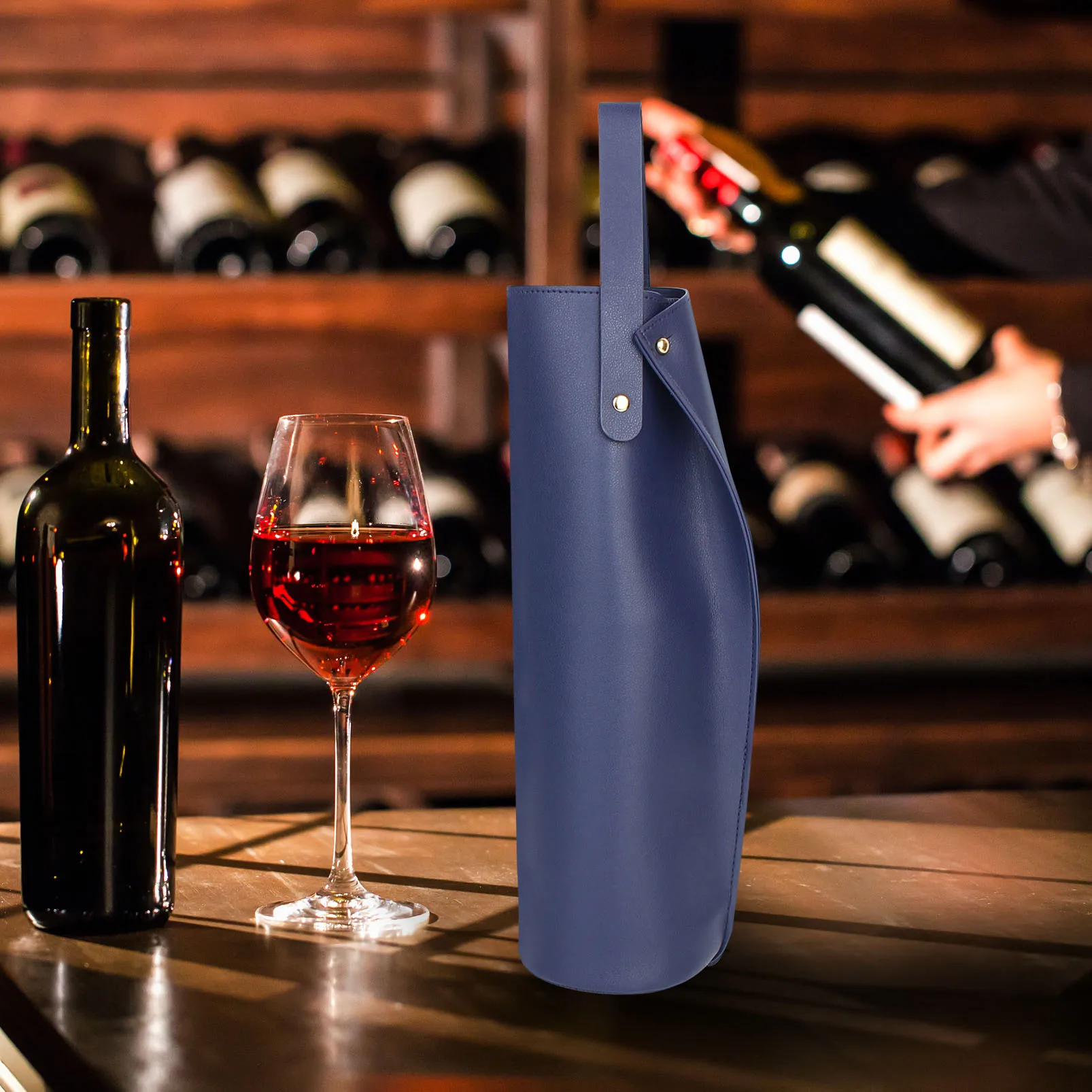 Reusable PVC Leather Wine Tote Bag, Double-Layered Wine Carrier with Handle, Luxury Gif... - SKU LWTB2216 - UGI Packaging