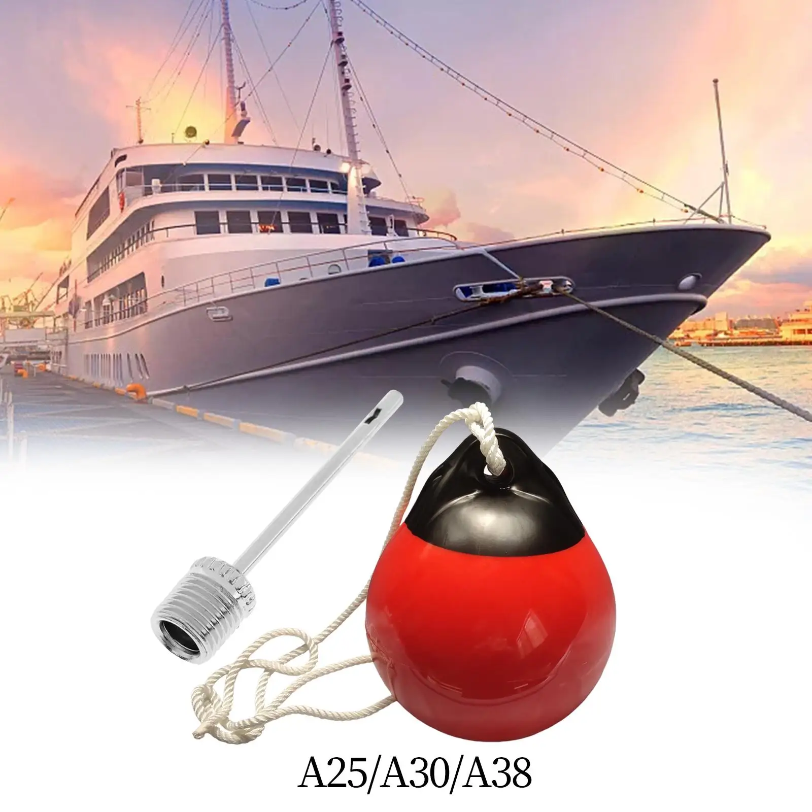 Boat Fender Ball Red Wear Resistance Inflatable PVC Dock Bumper Ball for Boats Speedboat Sailboat Fishing Boat Yacht