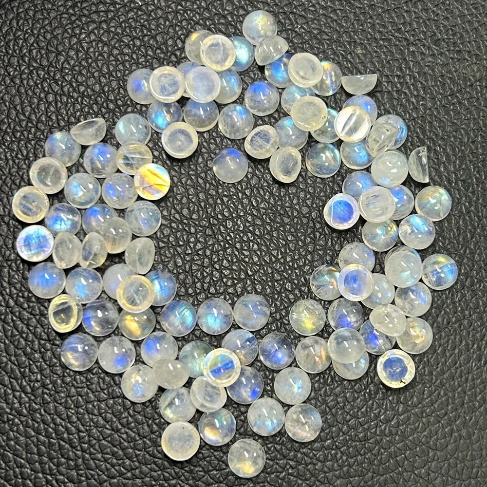 20 Pieces 1 Bag Round 8mm Natural Moonstone Cabochon Flatback Gemstone On Sale